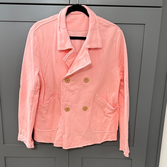 Amazon Jackets & Blazers - Amazon Peachy pink Sz L Double-Breasted Women's Jacket w/unfinished seams